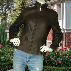 Women's Lone Pine Brown USA Made Full Zip Leather Jacket Coat M